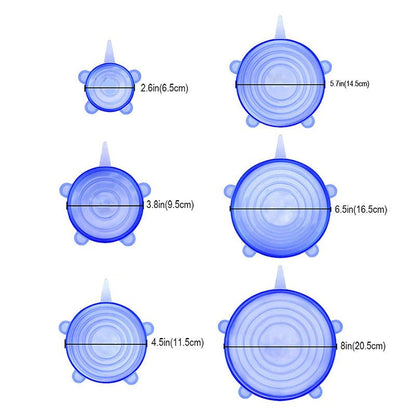 Silicone Preservation Seal Reusable Bowl Lids 6 Pieces - Eco Wonders