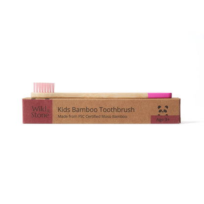 Children's Bamboo Toothbrush (FSC 100%) - Single - 3 Colours - Eco Wonders