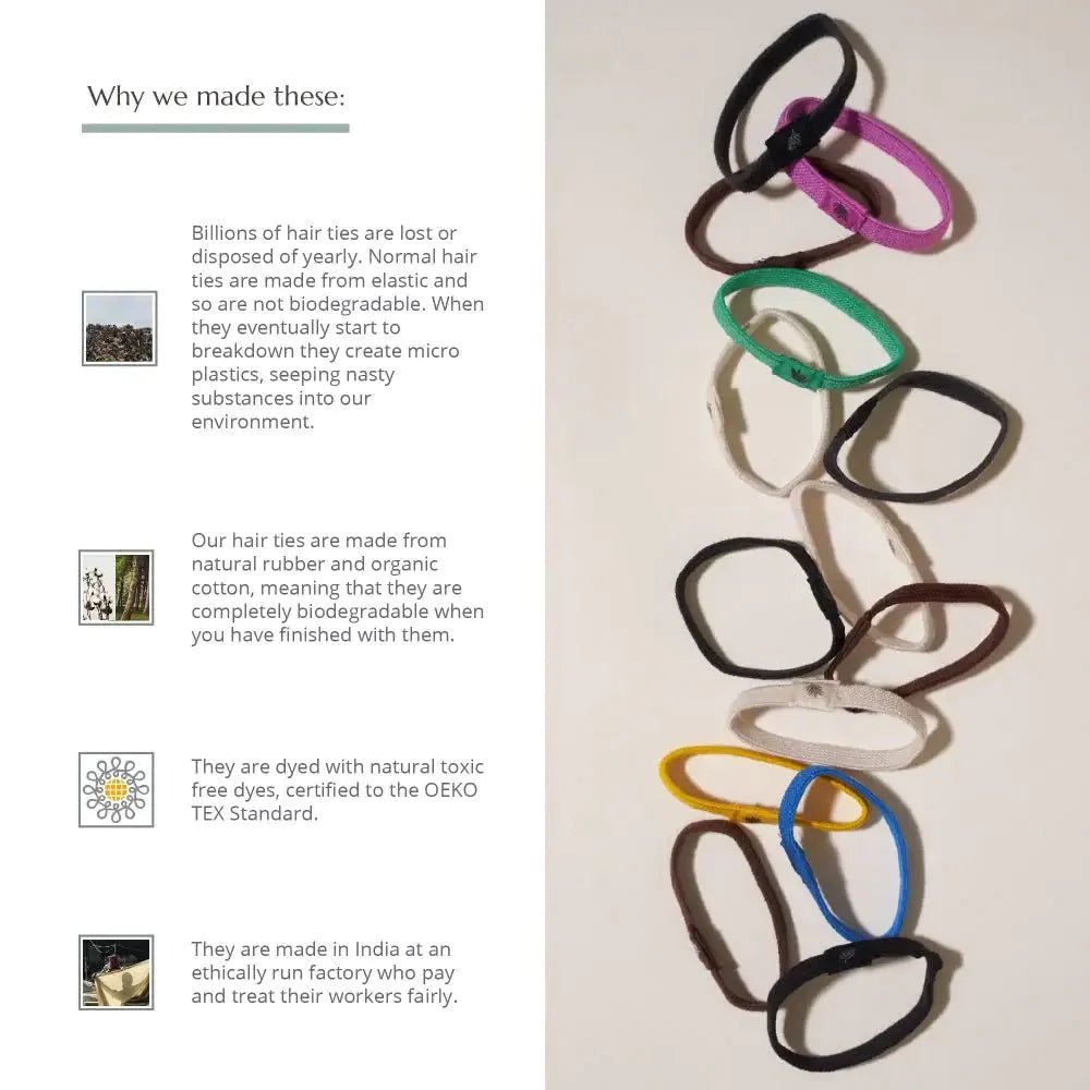Hair Ties - Plastic Free - 6 Pack - Eco Wonders
